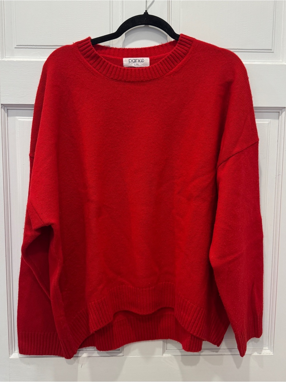 Parke Red Oversized Crewneck Sweater L/XL Preppy Coastal Granddaughter Knit